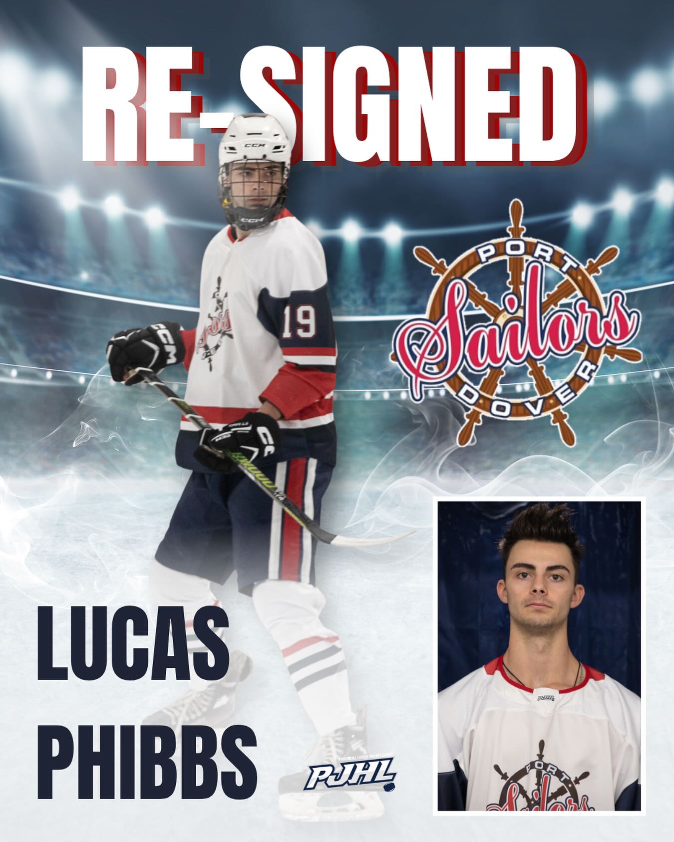The Port Dover Sailors are proud to announce the re-signing of defenceman Lucas Phibbs for a 4th season!

A steady presence on the blue line and a true Sailor through and through, Lucas has been an important part of our team and we are thrilled to have him back for the 2026-2027. 

#PortDoverSailors #SailorsHockey #JrCHockey #WelcomeBack #Season4