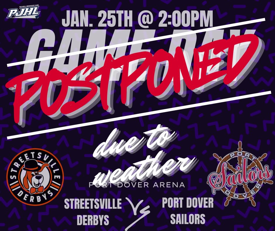 SAILOR’S FANS! Please note that today’s game has been postponed due to weather. We will be sure to share when we have a new date for this game vs. Streetsville. #staywarm #staysafe